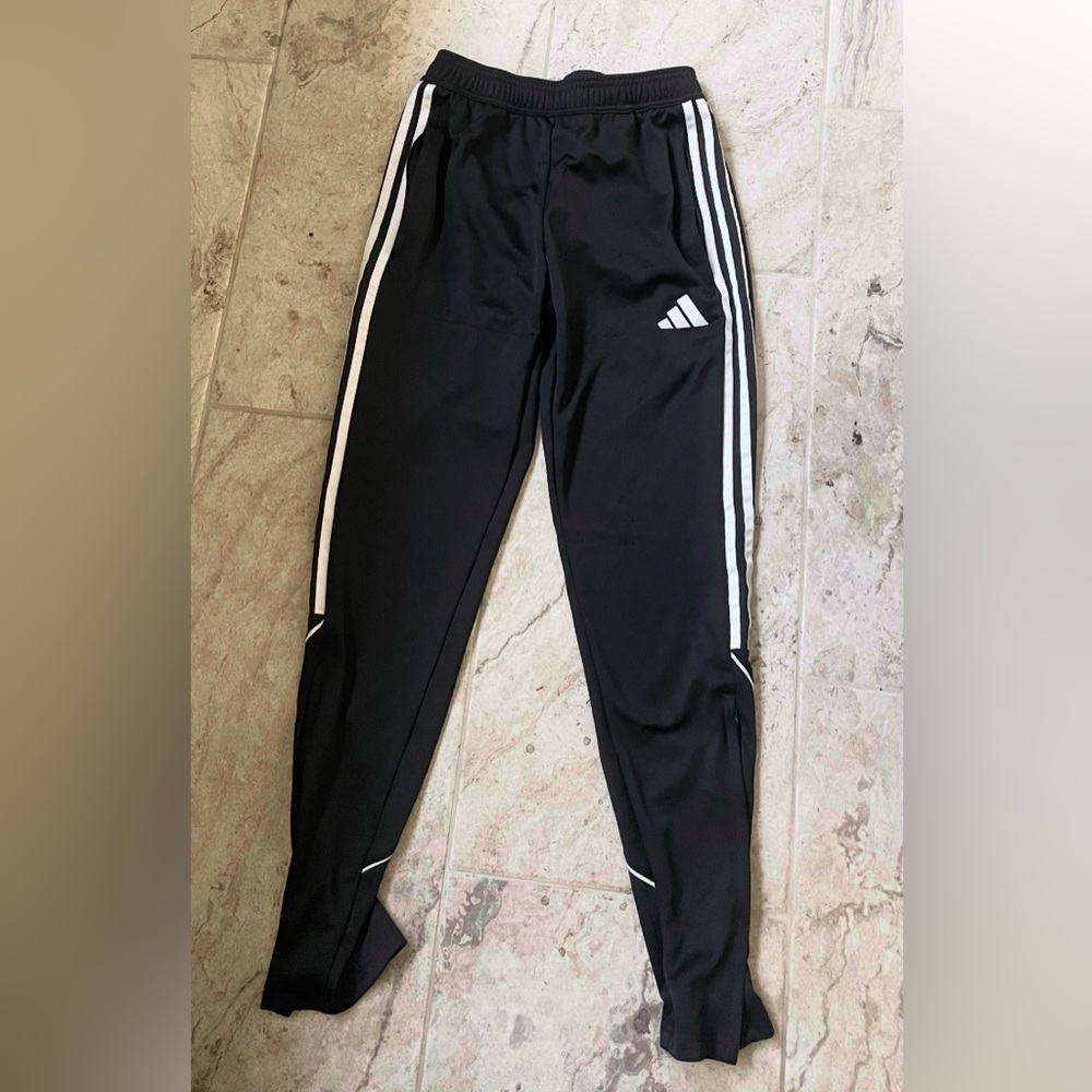 Adidas Kids Black Joggers with White Stripes